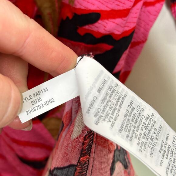 J. CREW Faux Wrap Midi Dress Palm Print Red Pink Sz 4 {TT11} - Picture 8 of 8